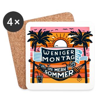 Sommervibes (Weniger Montag, mehr Sommer) - Untersetzer (4er-Set) - Weiß - Vorne