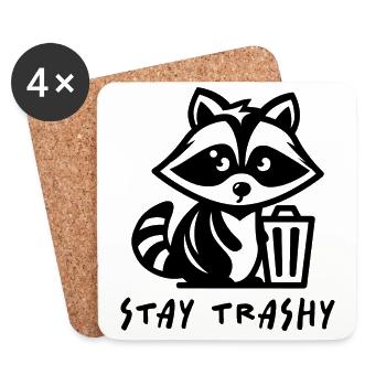 Raccoon Stay Trashy - Coasters (set of 4) - white - Front