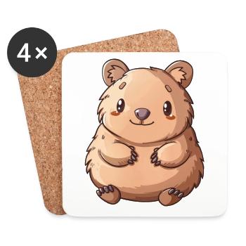 Kawaii Wombat - Coasters (set of 4) - white - Front
