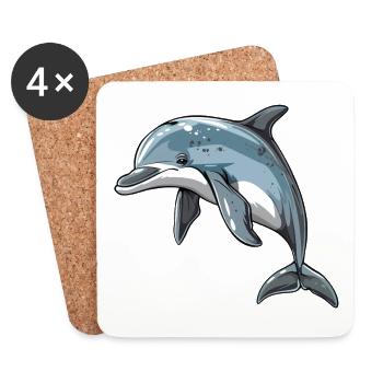 Lebensechter Delphin In Freier Wildbahn - Untersetzer (4er-Set) - Weiß - Vorne