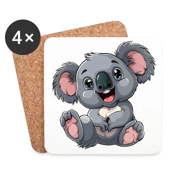 Sourire de koala mignon pour les amoureux des animaux - Dessous de verre (lot de 4) - blanc - Devant