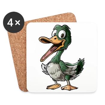 Canard joyeux avec un grand sourire - Dessous de verre (lot de 4) - blanc - Devant