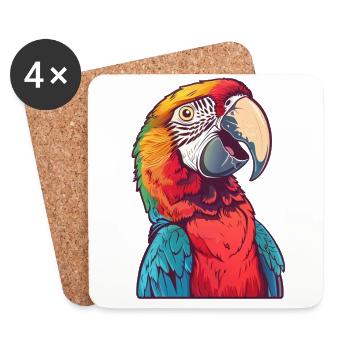 Colorful parrot portrait in detail - Coasters (set of 4) - white - Front