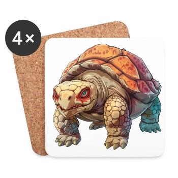 Colorful turtle with red eyes - Coasters (set of 4) - white - Front