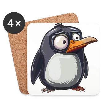 Süßer Pinguin Blick Fangt Blicke - Untersetzer (4er-Set) - Weiß - Vorne