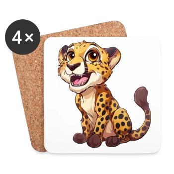 Mignon jeune guépard souriant - Dessous de verre (lot de 4) - blanc - Devant