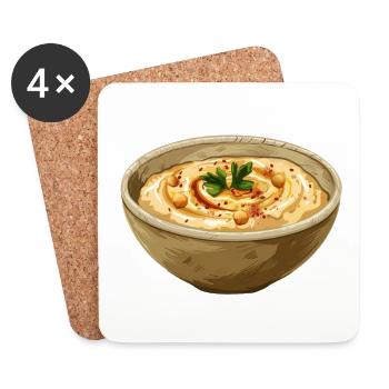 Délicieux bol de houmous pour les amateurs de - Dessous de verre (lot de 4) - blanc - Devant