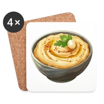 Bol de houmous oriental au persil - Dessous de verre (lot de 4) - blanc - Devant