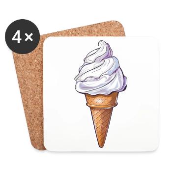 Cornet de glace sucrée d’été avec glaçage - Dessous de verre (lot de 4) - blanc - Devant