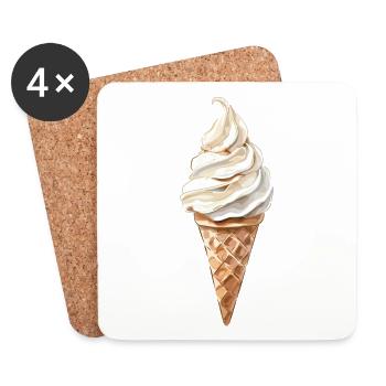 Refreshing ice cream cone summer motif - Coasters (set of 4) - white - Front