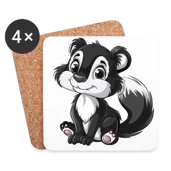 Personnage de dessin animé Skunk mignon - Dessous de verre (lot de 4) - blanc - Devant