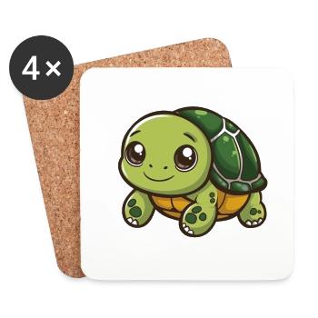 Cute turtle with big eyes - Coasters (set of 4) - white - Front