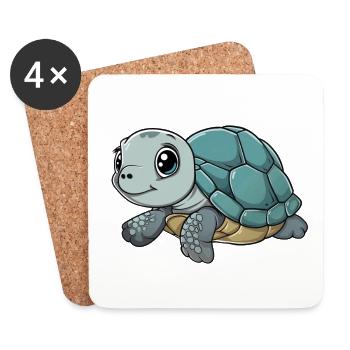 Cute baby turtle with big eyes - Coasters (set of 4) - white - Front