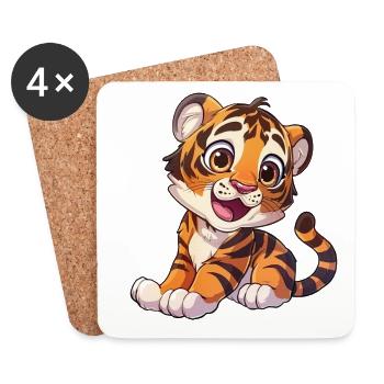 Chiot tigre mignon pour les amoureux des animaux - Dessous de verre (lot de 4) - blanc - Devant