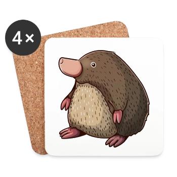 Adorable mole in playful pose - Coasters (set of 4) - white - Front