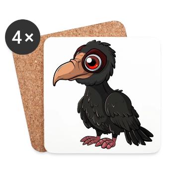 Graphique de vautour avec des yeux rouges - Dessous de verre (lot de 4) - blanc - Devant