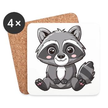 Cute raccoon cartoon to fall in love with - Coasters (set of 4) - white - Front