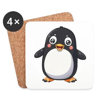 Cute penguin with big eyes - Coasters (set of 4) - white - Front