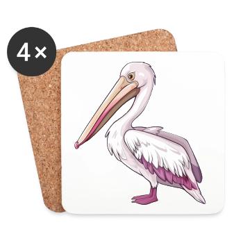 Eleganter Weißer Pelikan Stehend - Untersetzer (4er-Set) - Weiß - Vorne