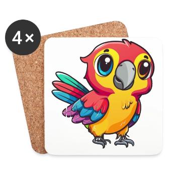 Cute Colorful Parrot Friend - Coasters (set of 4) - white - Front