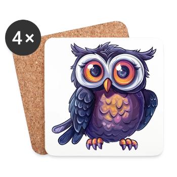 Playful owl with big eyes - Coasters (set of 4) - white - Front