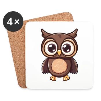 Playful owl with big eyes - Coasters (set of 4) - white - Front