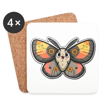 Papillon de nuit kawaii magique pour vous - Dessous de verre (lot de 4) - blanc - Devant
