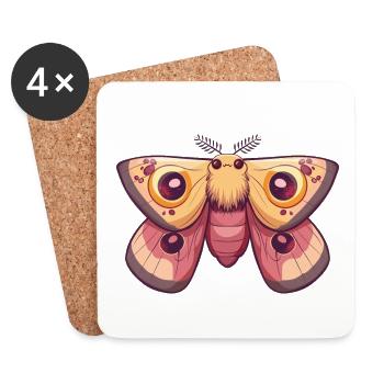 Adorable papillon de nuit kawaii pour vous - Dessous de verre (lot de 4) - blanc - Devant