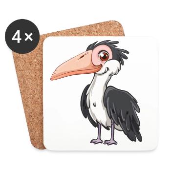 Illustration of a funny bird - Coasters (set of 4) - white - Front