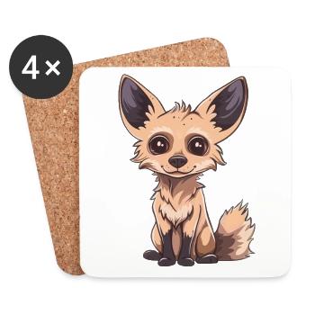 Cute fox with big eyes - Coasters (set of 4) - white - Front