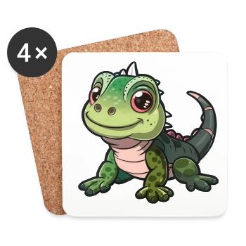 Cute Smiling Baby Dragon - Coasters (set of 4) - white - Front