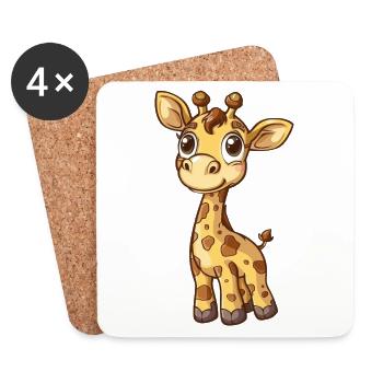 Niedliche Giraffe Mit Großen Augen - Untersetzer (4er-Set) - Weiß - Vorne