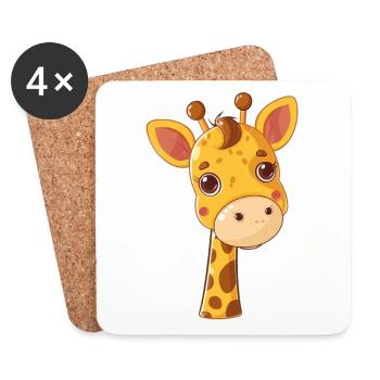 Adorable giraffe with big eyes - Coasters (set of 4) - white - Front