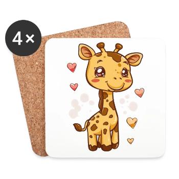 Playful Giraffes Drawing for Kids - Coasters (set of 4) - white - Front