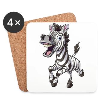 Fröhliches Zebra Mit Einem Lächeln - Untersetzer (4er-Set) - Weiß - Vorne