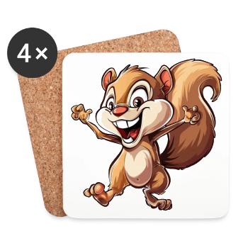 Fröhliches Eichhörnchen In Aktion - Untersetzer (4er-Set) - Weiß - Vorne