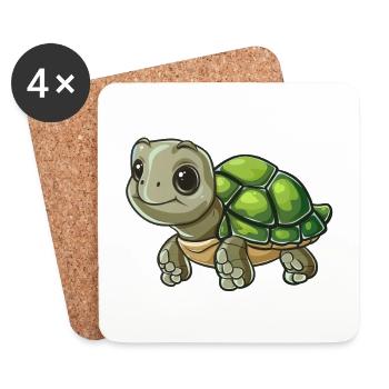 Adorable turtle with big eyes - Coasters (set of 4) - white - Front