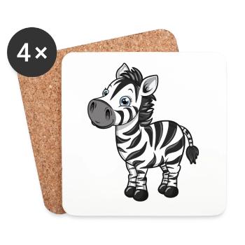 Süßes Zebra Cartoon für Tierliebhaber - Untersetzer (4er-Set) - Weiß - Vorne