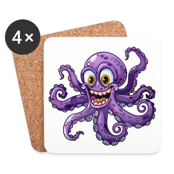 Funny Purple Octopus with Big Eyes - Coasters (set of 4) - white - Front