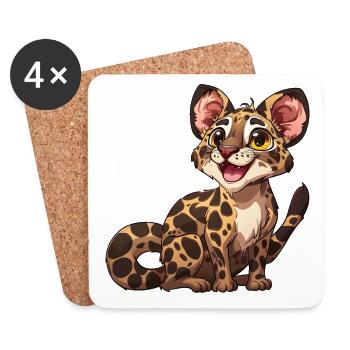 Verspielter Junger Leopard Blick - Untersetzer (4er-Set) - Weiß - Vorne