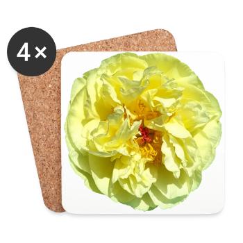Blossom Yellow Flower Single Blossom Carnival Peony - Coasters (set of 4) - white - Front