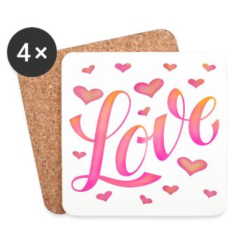 Love - Conçu par KissingLetters - Dessous de verre (lot de 4) - blanc - Devant