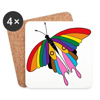 Pride LGBTQ+ Schmetterling Vielfalt colorful free - Untersetzer (4er-Set) - Weiß - Vorne