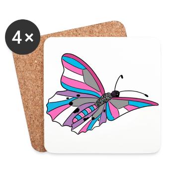 Schmetterling transgender, bigender, transsexual - Untersetzer (4er-Set) - Weiß - Vorne