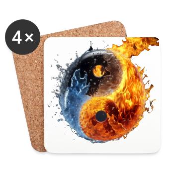 ying yang ball of water and fire - Coasters (set of 4) - white - Front