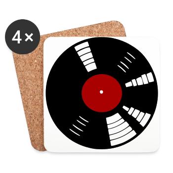 Disque vinyle rétro - Dessous de verre (lot de 4) - blanc - Devant