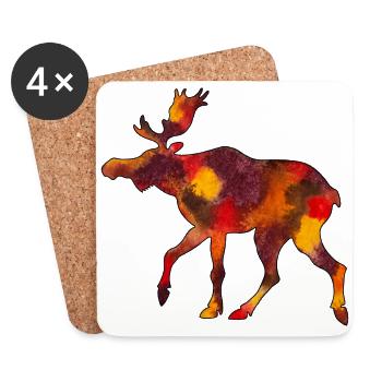 Elch Moose Skandinavien Schweden Norwegen Herbst - Untersetzer (4er-Set) - Weiß - Vorne