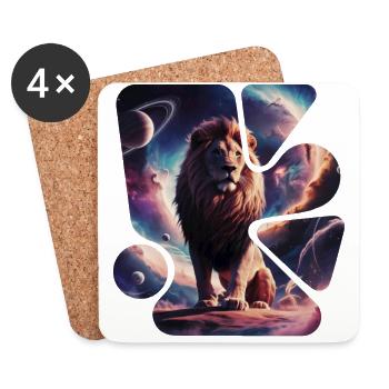 Lion de l’espace - Dessous de verre (lot de 4) - blanc - Devant