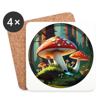 Champignon - Amanita muscaria dans la forêt 001 - Dessous de verre (lot de 4) - blanc - Devant