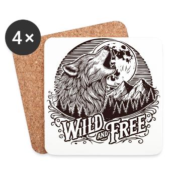 Wild und frei - Wilder Wolf, der unter dem Mond heult - Untersetzer (4er-Set) - Weiß - Vorne